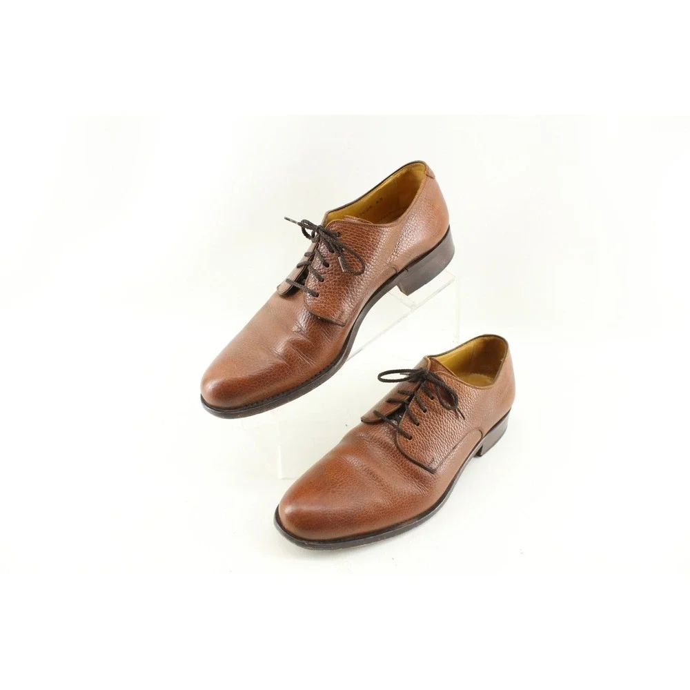 VTG Zenith by Divarese Brown‎ Pebbled Leather Oxford Dress Shoes Men Size 43